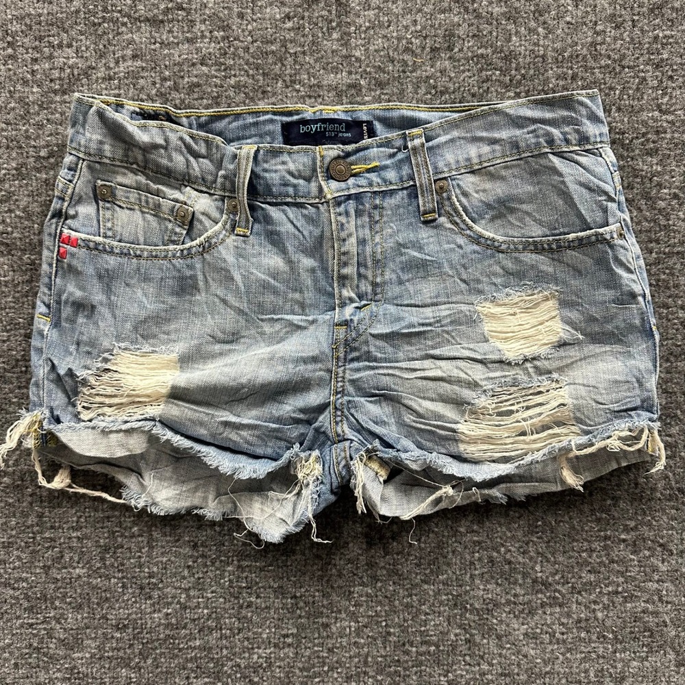 Levi's Shorts Womens Size 3 Light Wash Distressed Cotton Boyfriend Cutoff 513